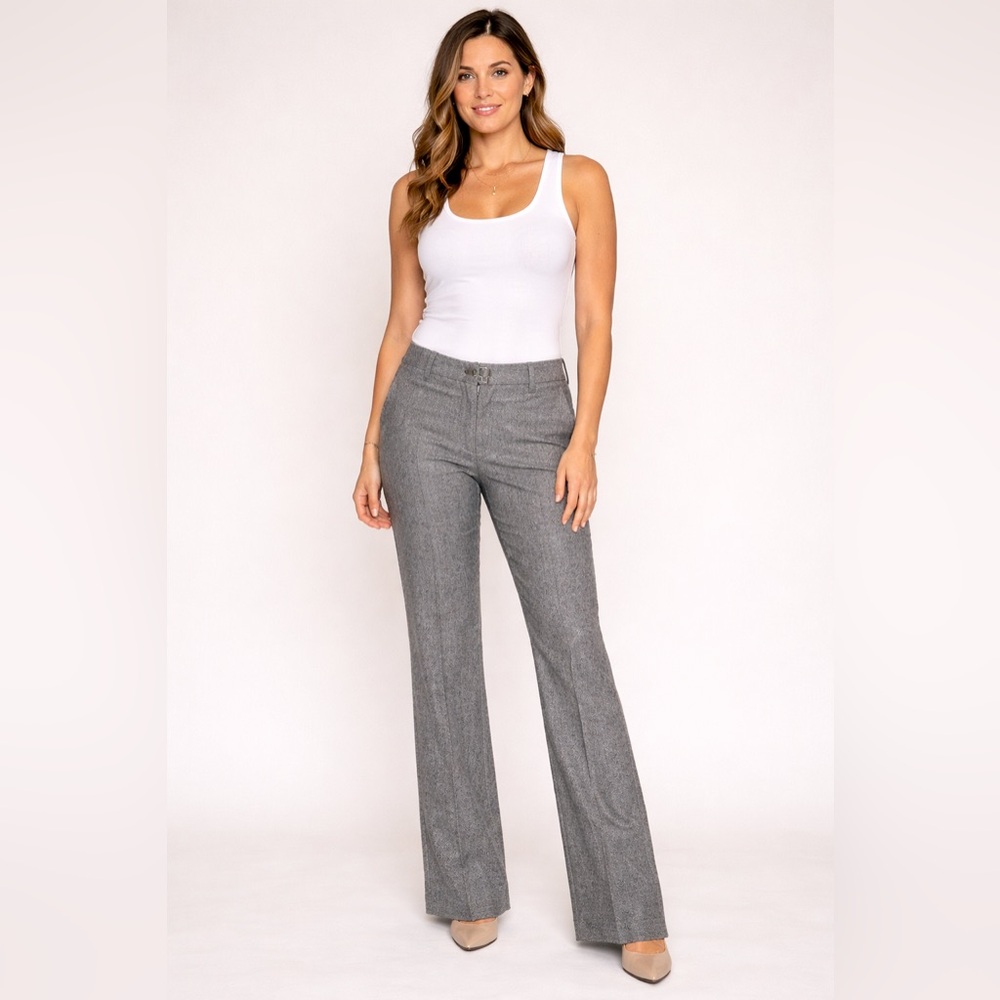 Robell Cloe Wool Blend Trousers Womens US 8 EU 38 Gray Herringbone Dress Pants
